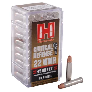 Hornady Critical Defense 22 Winchester Magnum Rimfire (WMR) Ammo 45 Grain Hornady FTX Polymer Tip - P80 Kit