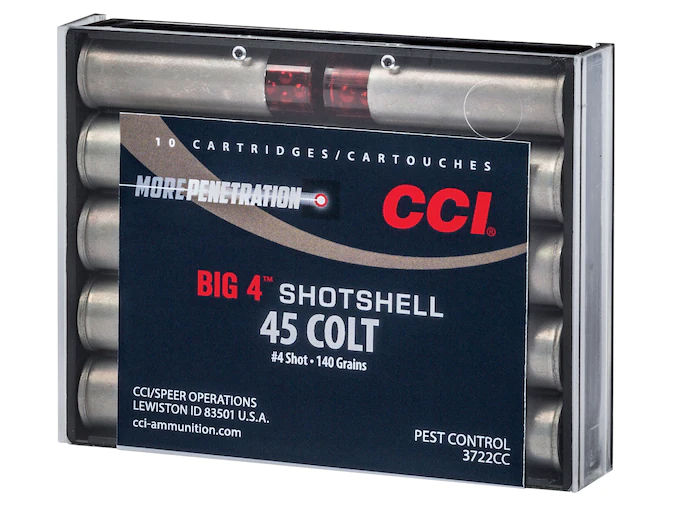 CCI Big 4 Shotshell 45 Colt (Long Colt) Ammo 140 Grain Lead Shot 200 rounds CCI Big 4 Shotshell 45 Colt (Long Colt) Ammo 140 Grain Lead Shot 200 rounds - Handguns - P80 Kit
